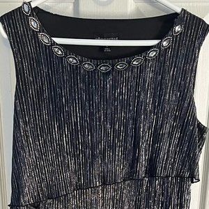 Black and SilverGlittering Stripped Dress - Connected Apparel - Size 16